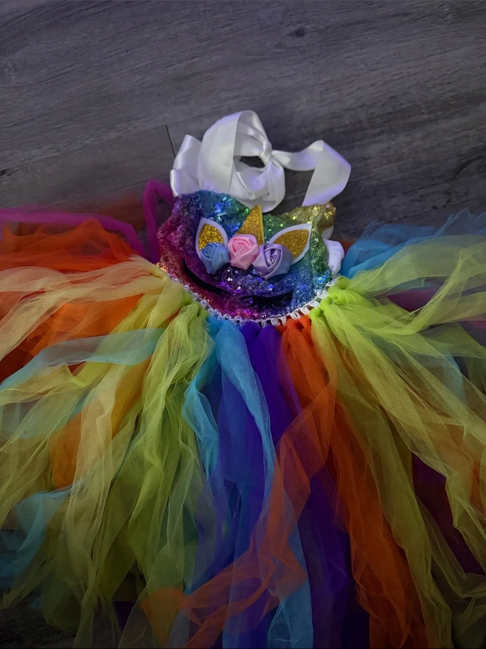 Rainbow Unicorn Tutu Costume with Headband - Multicolor